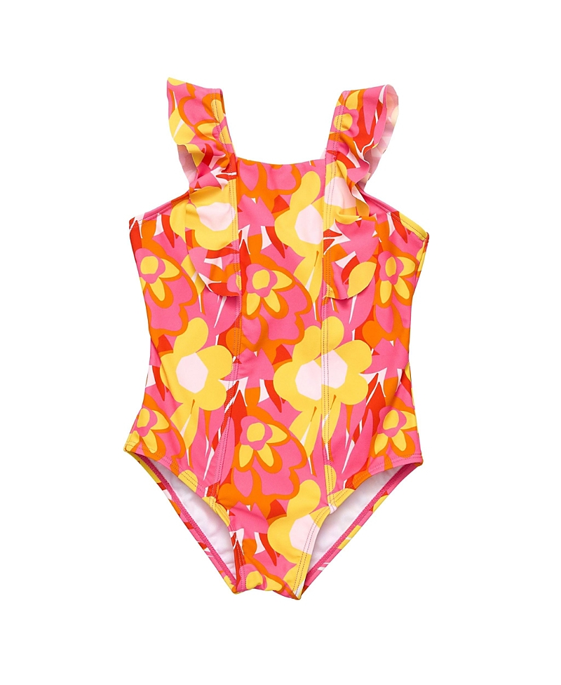 Snapper Rock Unisex Pop Of Sunshine Ruffle Shoulder Swimsuit -baby In Pink