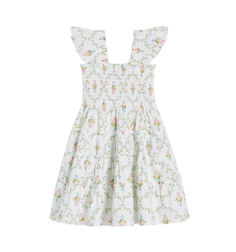 Hill House Home Girls' The Tiny Ellie Nap Dress - Little Kid And Big Kid In Pastel Trellis