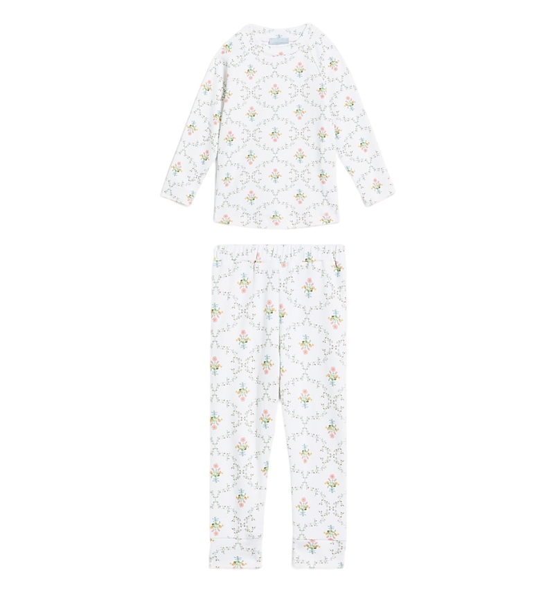 Hill House Home Unisex The Tiny Pajama Set - Little Kid, Big Kid In Pastel Trellis