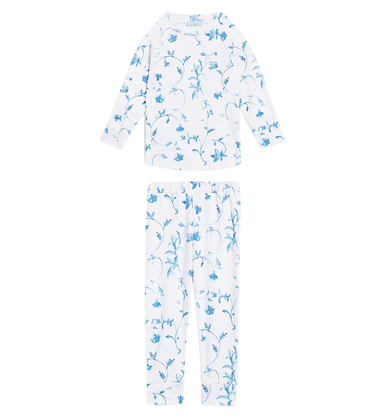 Hill House Home Unisex The Tiny Pajama Set - Little Kid, Big Kid In Blue Botanical