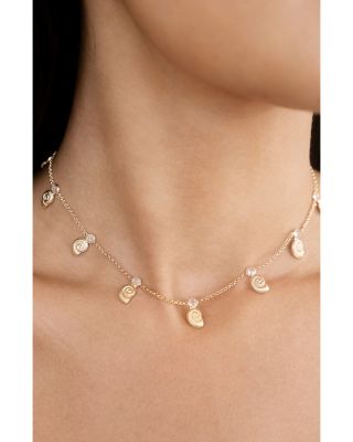 Swirled Shell Dangle Charm Necklace, 15"