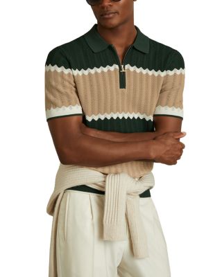 REISS - Alton Wavy Textured Polo Sweater
