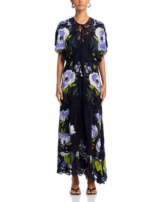 Soft Garden Lace Trim Maxi Dress