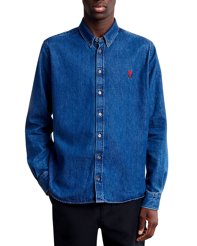 Ami Alexandre Mattiussi Classic Button Down Regular Fit Shirt In Used Blue