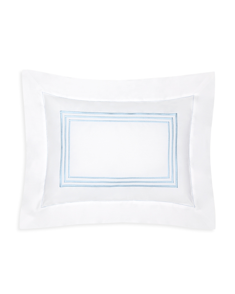 Pratesi Tre Righe Boudoir Sham In White/light Blue