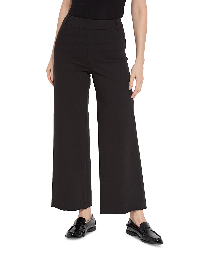 Lyssé Erin High Waist Wide Leg Knit Denim Pants In Black