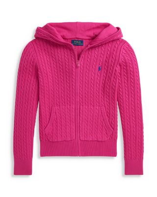 Ralph Lauren - Girls' Mini Cable Cotton Full Zip Hoodie - Big Kid