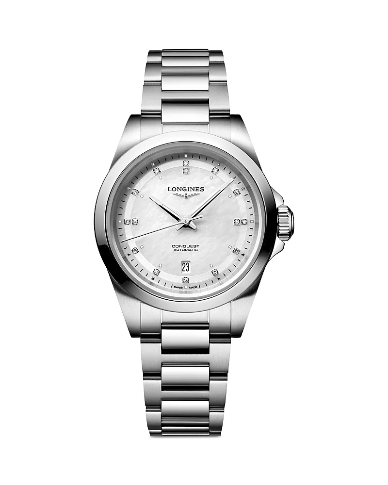 Longines Conquest White Mother of Pearl Watch, 30mm