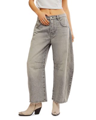 Free People - We The Free Good Luck Mid Rise Barrel Jeans in Falcon Grey