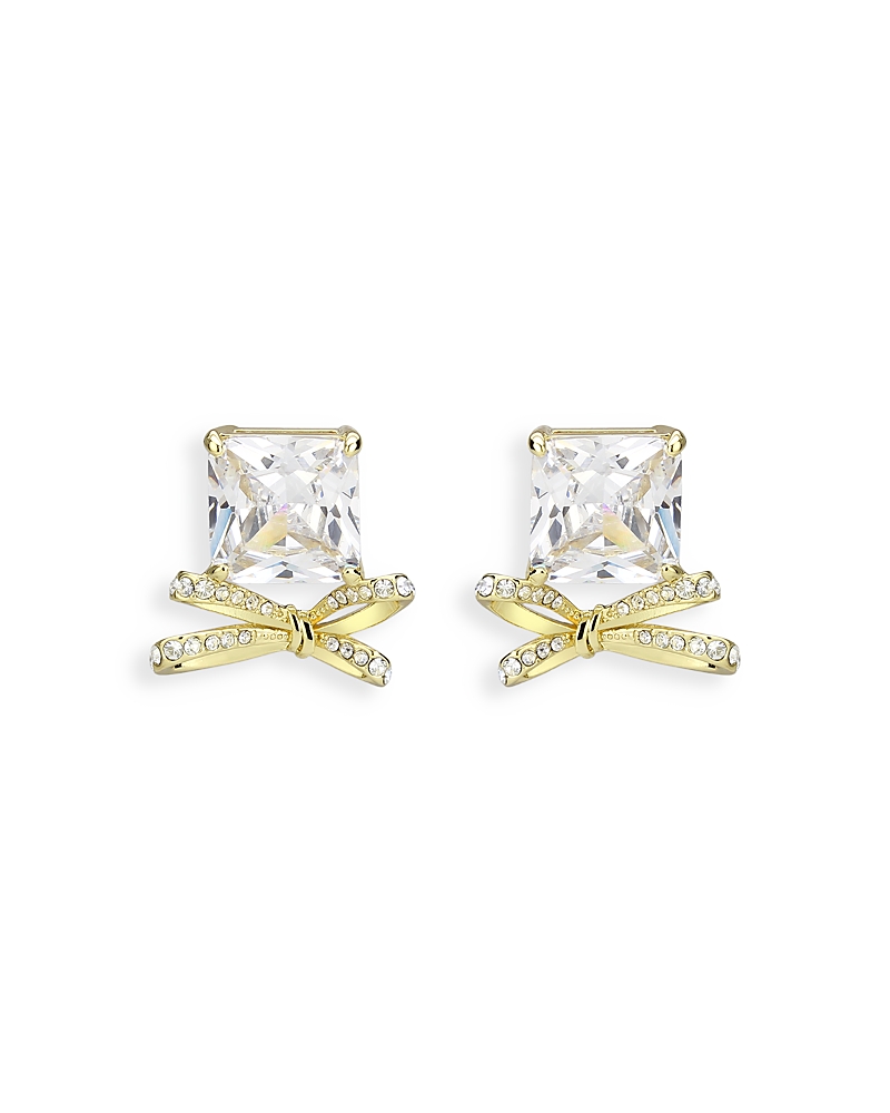 AQUA PAVE & SQUARE CRYSTAL BOW STUD EARRINGS - EXCLUSIVE