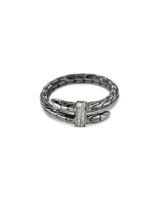 JOHN HARDY - Black Rhodium-Plated Sterling Silver Spear Diamond Wrap Ring