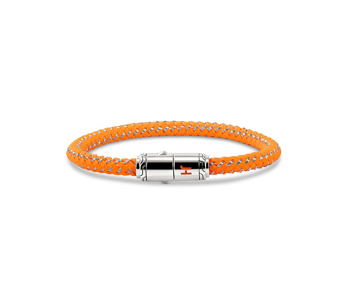 John Hardy Men's Sterling Silver, Orange Rubber & Enamel Woven Bracelet