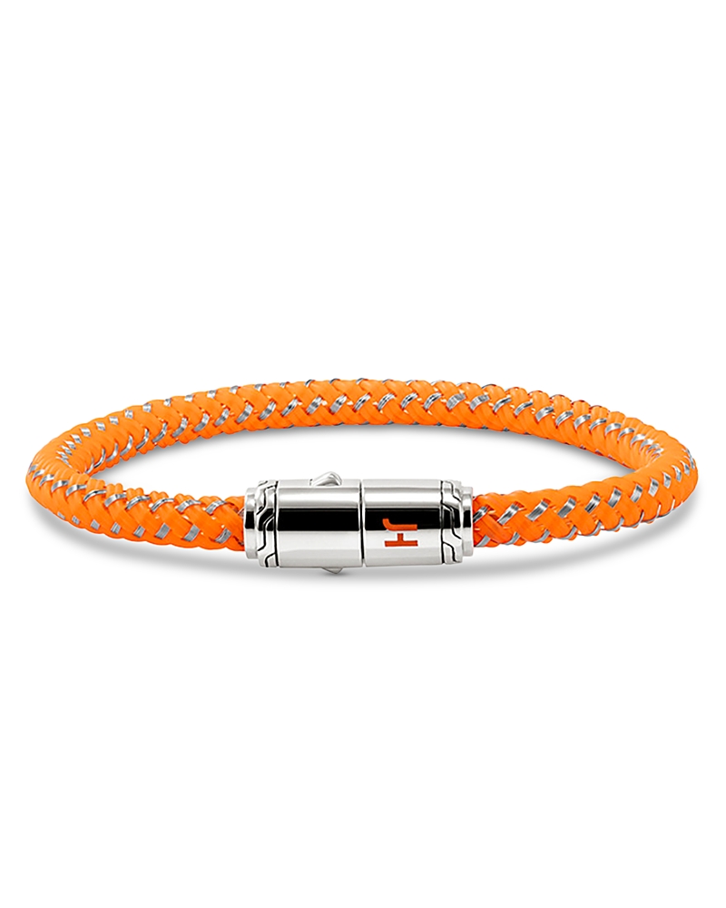 John Hardy Men's Sterling Silver, Orange Rubber & Enamel Woven Bracelet