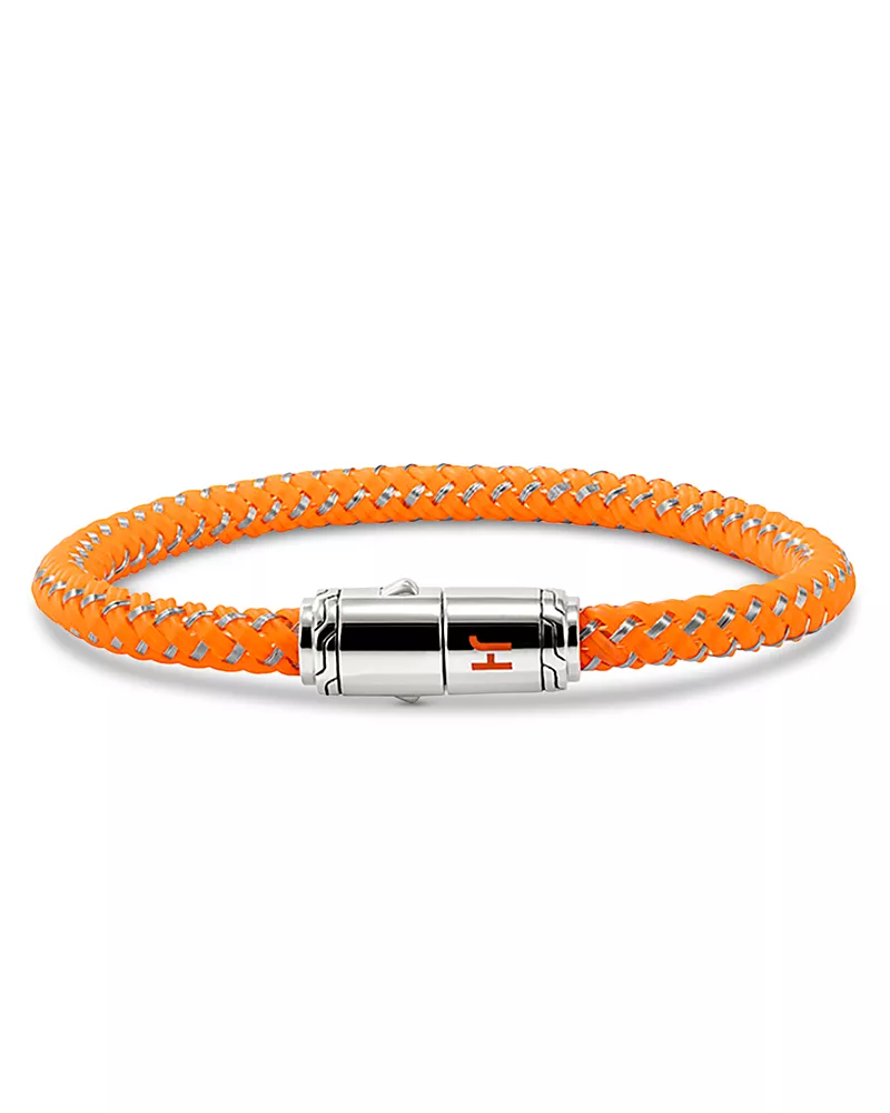 John Hardy Men's Sterling Silver, Orange Rubber & Enamel Woven Bracelet