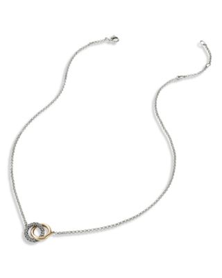 14K Yellow Gold & Sterling Silver JH Essentials Linked Ring Pendant Necklace, 16"-18"