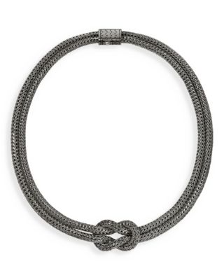Classic Chain Love Knot Double Strand Collar Necklace, 16"