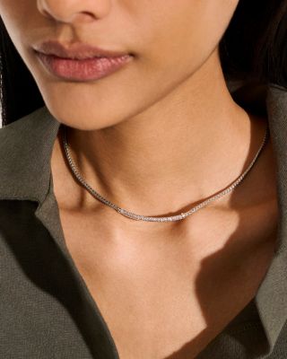 Sterling Silver JH Essentials Diamond Pav&eacute; Necklace, 16-18"