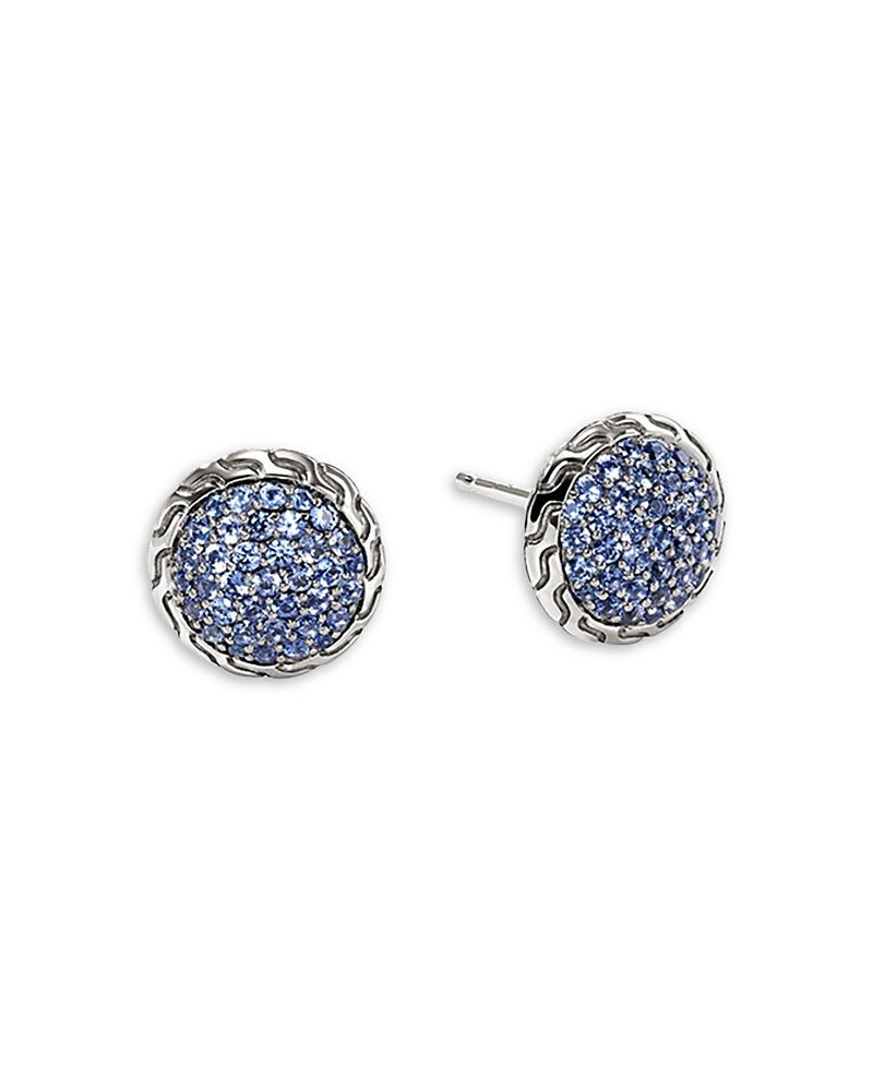 John Hardy Sterling Silver Classic Chain Blue Sapphire Stud Earrings