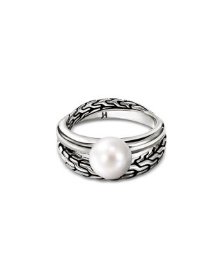 Sterling Silver JH Essentials Cultured Freshwater Pearl Crossover Statement Ring