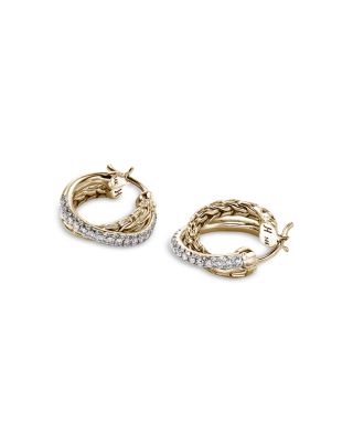 14K Yellow Gold JH Essentials Diamond Pav&eacute; Crossover Hoop Earrings