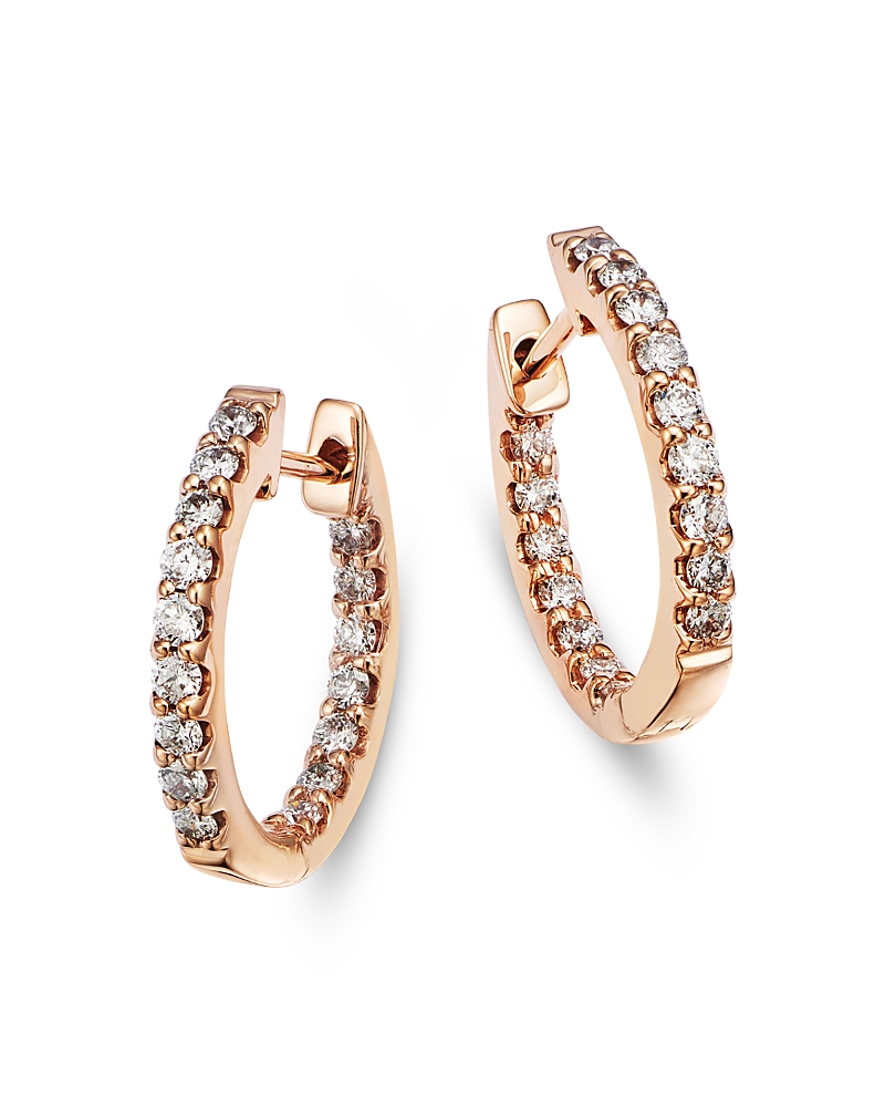 Bloomingdale's Fine Collection Diamond Inside Out Huggie Hoop Earrings in 14K Rose Gold, 0.50 tcw