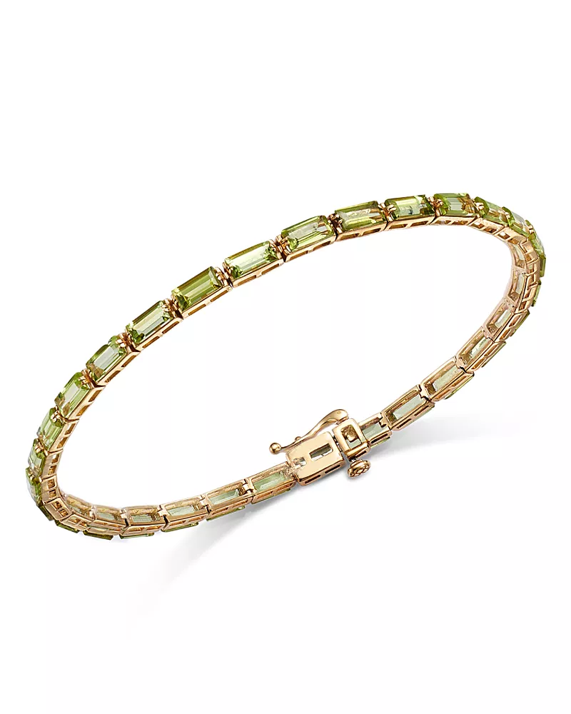 Bloomingdale's Fine Collection Peridot Baguette Statement Bracelet in 14K Yellow Gold