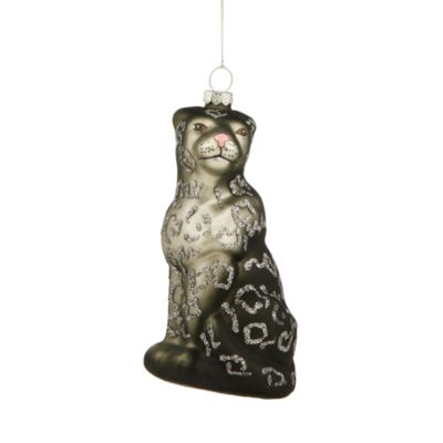 Bloomingdale's - Glass Silver Sparkling Leopard Ornament - Exclusive