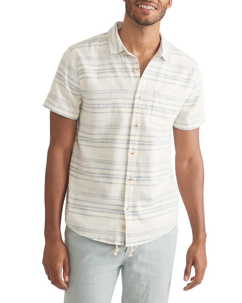 Marine Layer Classic Stretch Printed Selvage Shirt In Cool Stripe