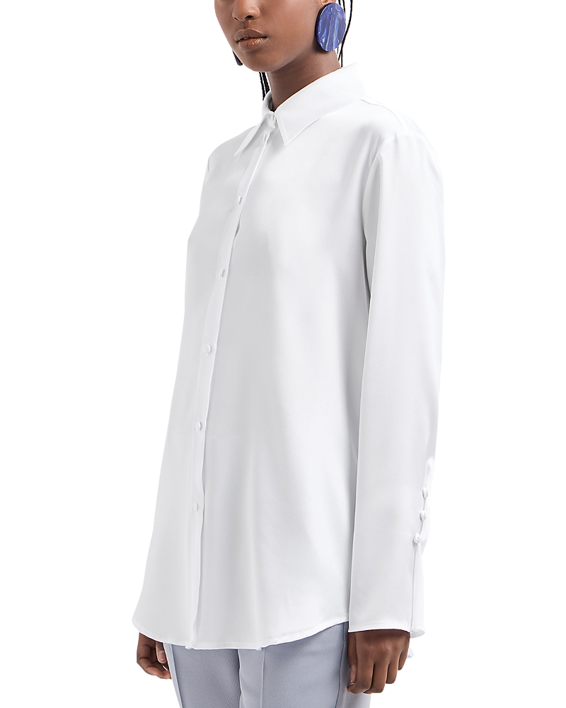 Emporio Armani Oversized Button-down Cotton Poplin Blouse In Warm White