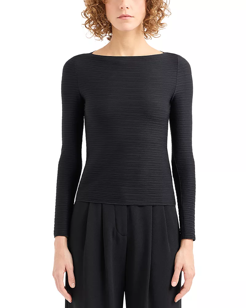 Emporio Armani Stretch Jacquard Jersey Top