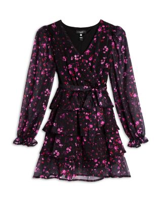 AQUA - Girls' Floral Ruffle Wrap Dress, Big Kid - Exclusive