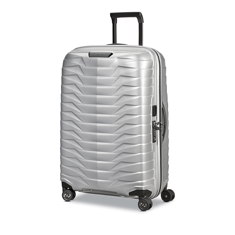 Samsonite Proxis Medium Spinner Checked Suitcase In Silver