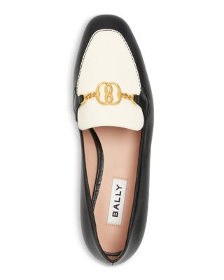 未使用✨BALLY White Striped Black Loafers Sepatu BALLY STRIPE WHITE BLACK LOAFERS 100% ORIGINAL