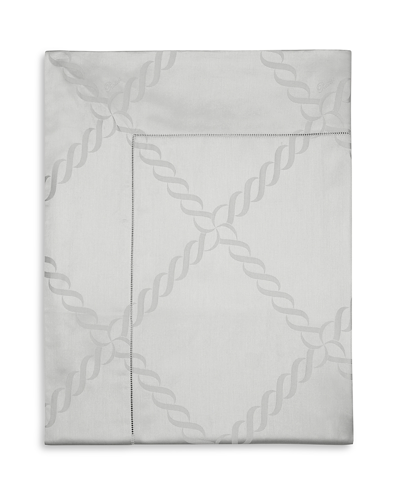 Pratesi Ori Treccia Flat Sheet, Full Queen In Sterling