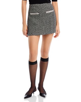 Self-Portrait - Herringbone Embellished Mini Skirt