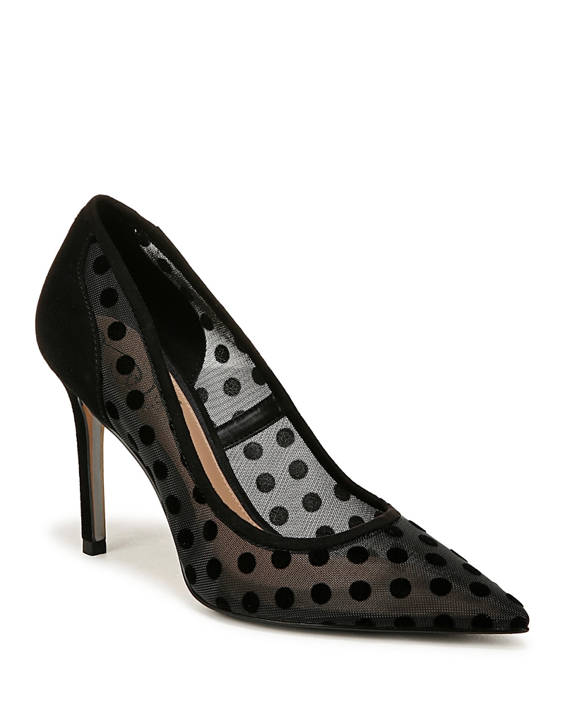 Sam Edelman Hazel Polka Dot Mesh Pump Black Polka Dot Mesh In Black