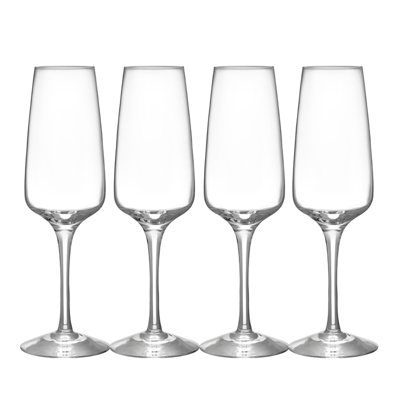 Orrefors Set Of 4 Pulse Champagne Flutes In Clear