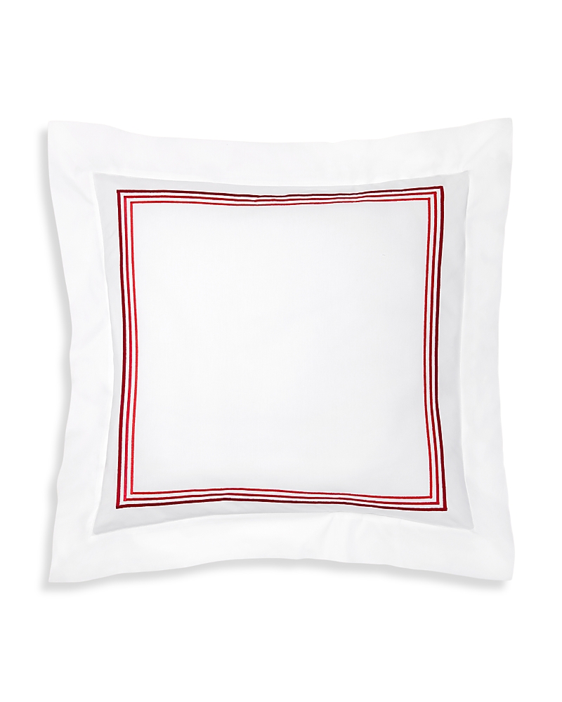 Pratesi Tre Righe Ombre Continental Euro Sham In White/scarlet