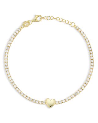 Aqua Heart Charm Cubic Zirconia Tennis Bracelet - Exclusive