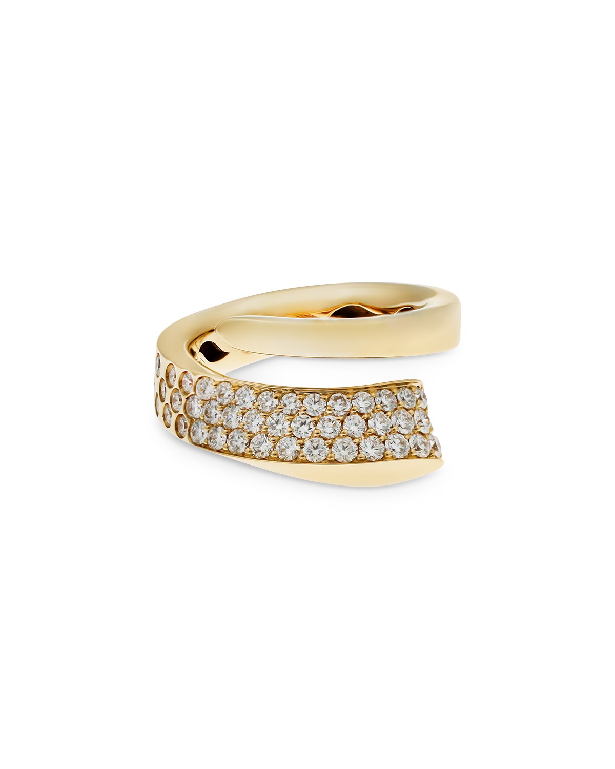 18K Yellow Gold Like Diamond Pavé Bypass Ring