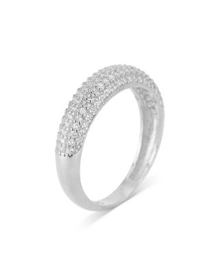 Pav&eacute; Dome Band Ring in Rhodium Plated Sterling Silver - Exclusive