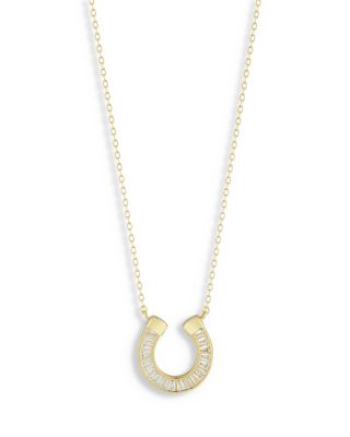 AQUA - Pav&eacute; Horseshoe Pendant Necklace, 16"-18" - Exclusive