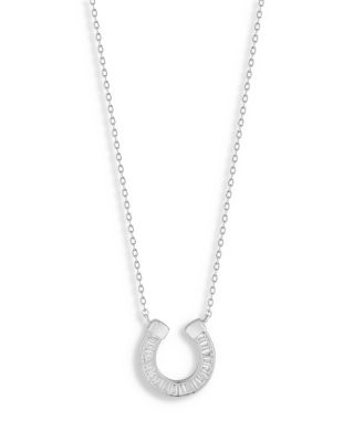 Aqua Pave Horseshoe Pendant Necklace, 16-18 - Exclusive