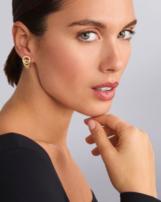 18K Yellow Gold & Sterling Silver Signature Caviar Diamond Statement Earrings