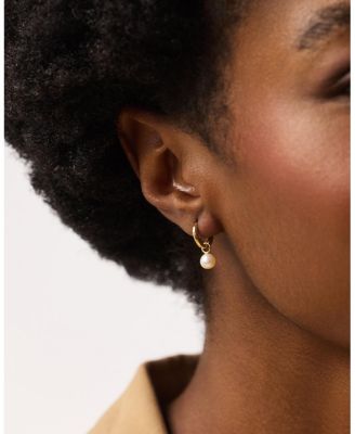 Small Gold Hoop Earrings - Gold Pearl Hoops