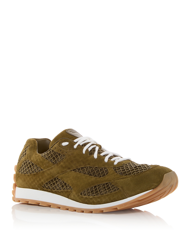 Bottega Veneta Suede Orbit Sneakers Mesh Panels In Yellow