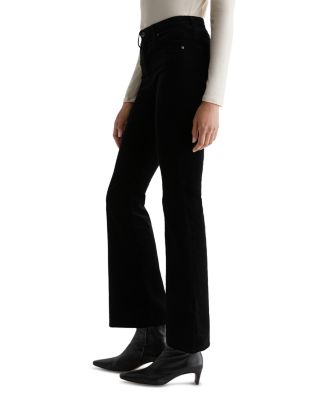 Farrah Bootcut Mid Rise Velvet Jeans in Super Black