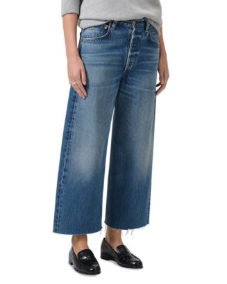 Citizens of Humanity Ayla Raw Hem High Rise Cropped Wide Leg Jeans