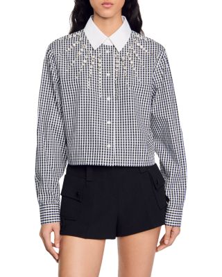 Sandro - Rockfall Gingham Embellished Shirt