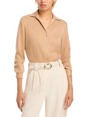 T Tahari - Split Neck Button Front Blouse